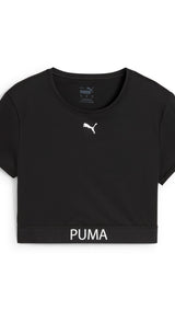 Puma strong crop tee in black - Front View