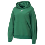 Puma classics oversized hoodie women in green - Front View