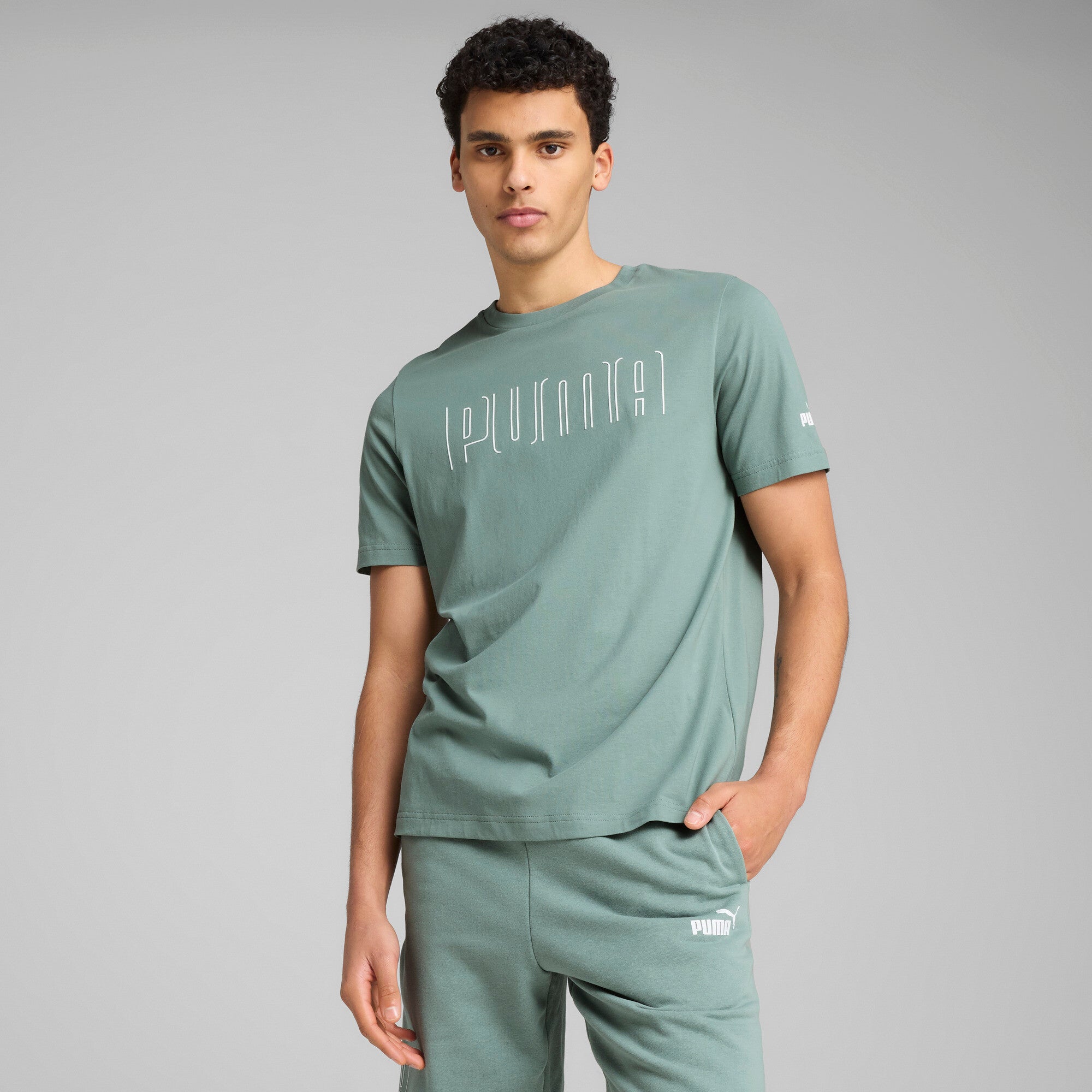 Puma sport graphic tee in green moon - Model Shot 01