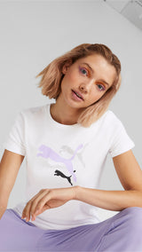 Puma essentials+ logo power tee women in white - Model Shot 01