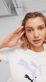 Puma essentials+ logo power tee women in white - Model Shot 02