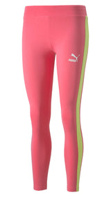 Puma T7 block leggings in pink - Front View