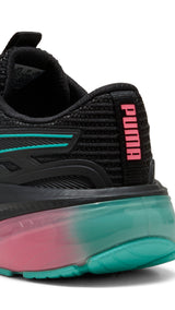 Puma cell glare running shoes in black and sun struck - Back View