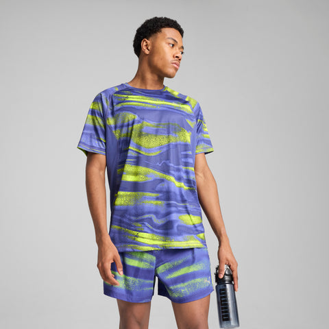 PUMA VELOCITY all-over print running tee in blue crystal