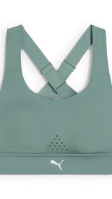 Puma pwrbreathe run bra in green moon - Front View
