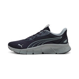 Puma Flexfocus lite modern woven running shoes in navy blue and cool mid gray - Side View 01