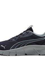 Puma Flexfocus lite modern woven running shoes in navy blue and cool mid gray - Side View 01