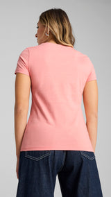 Puma ESS metallic no. 1 logo tee in pink fruit and metallic silver - Model Shot 02