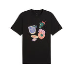 Puma sports legacy front graphic tee in black - Front View