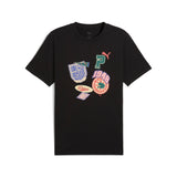 Puma sports legacy front graphic tee in black - Front View