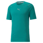 Puma running wool short sleeve tee in green - Front View