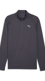 PUMA PWRTRAIN quarter-zip training tee men in galactic gray — front view