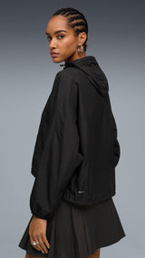 PUMA PUMATECH sense oversized windbreaker women in black — model shot 2