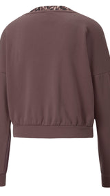 Puma safari glam crew training sweatshirt women in purple - Back View