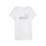 Puma ESS metallic no. 1 logo tee in white and metallic silver - Front View