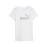 Puma ESS metallic no. 1 logo tee in white and metallic silver - Front View