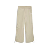 PUMA wardrobe essentials oversized parachute pants men in pebble gray — front view