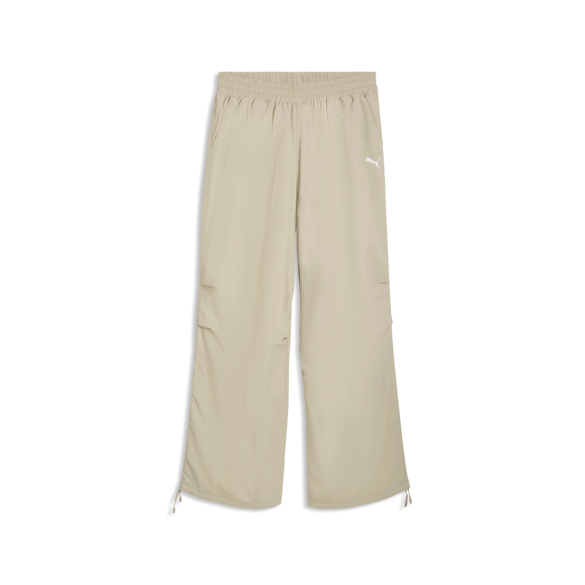 PUMA wardrobe essentials oversized parachute pants men in pebble gray — front view