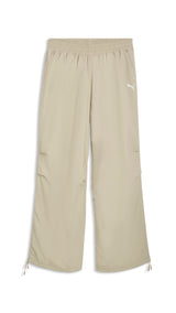 PUMA wardrobe essentials oversized parachute pants men in pebble gray — front view