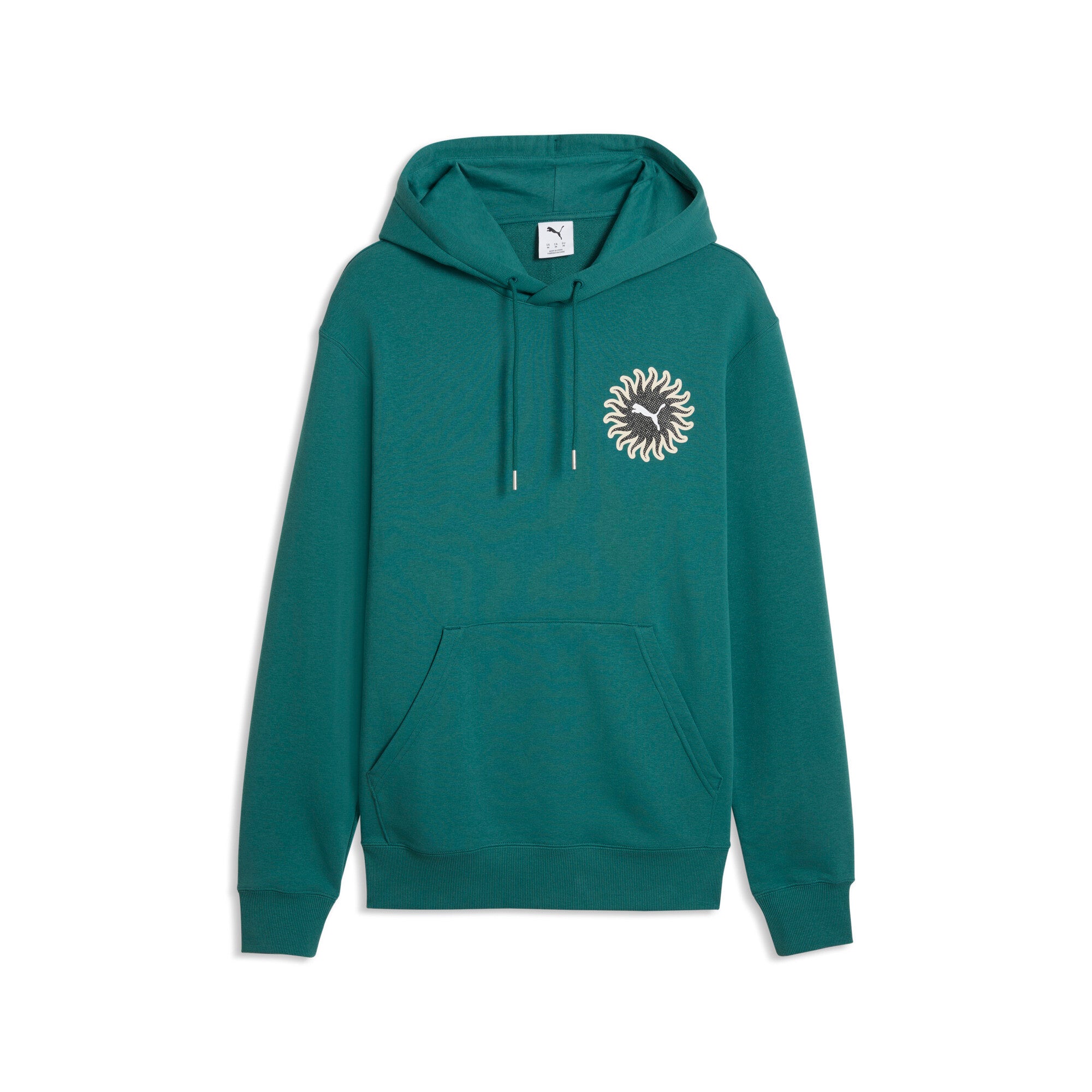 PUMA sunset drive hoodie men in emerald ice — front view