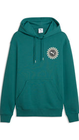 PUMA sunset drive hoodie men in emerald ice — front view