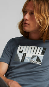 Puma monogram graphic tee men in black - Model Shot 01