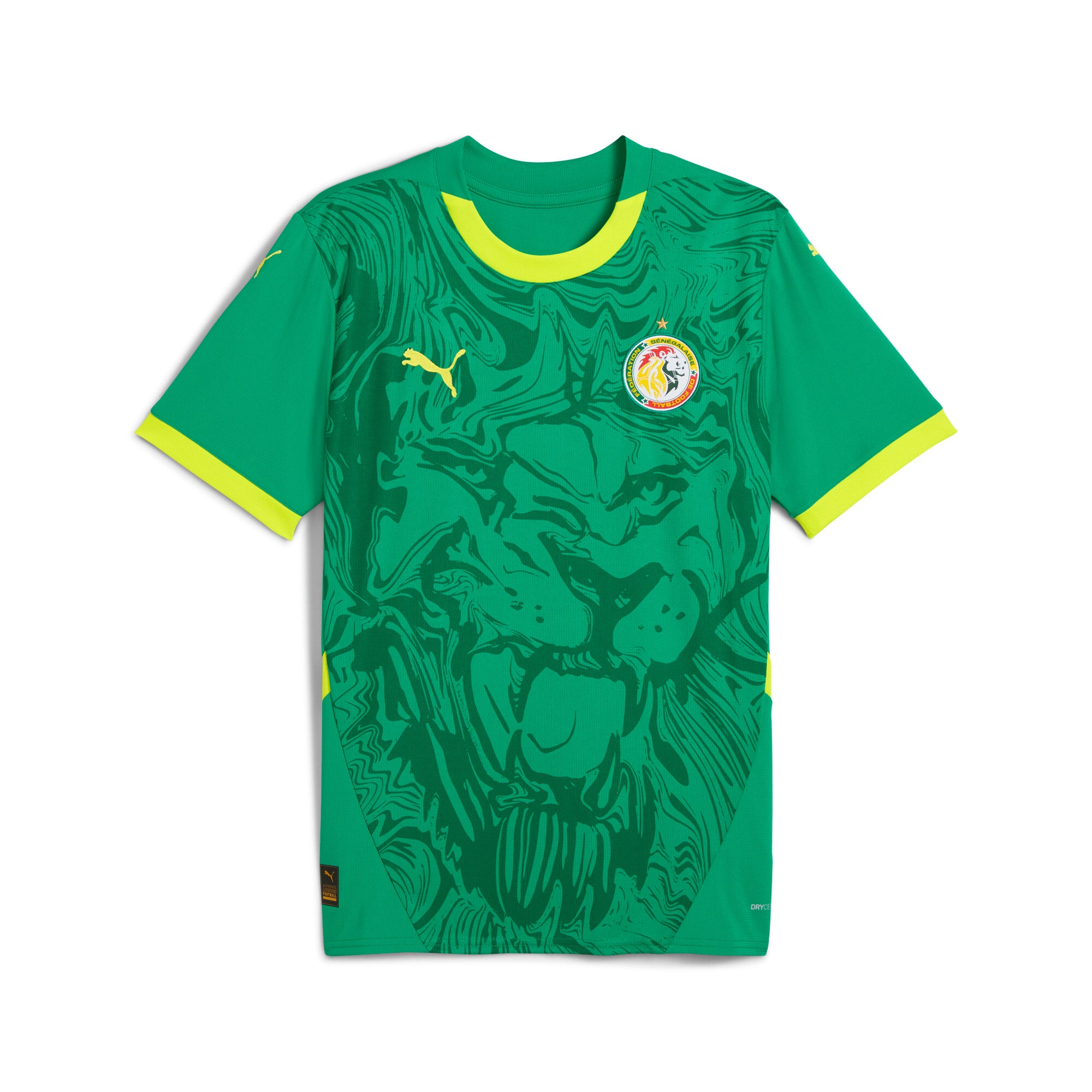 PUMA Senegal 2025 away jersey in sport green and electric lime - Front View