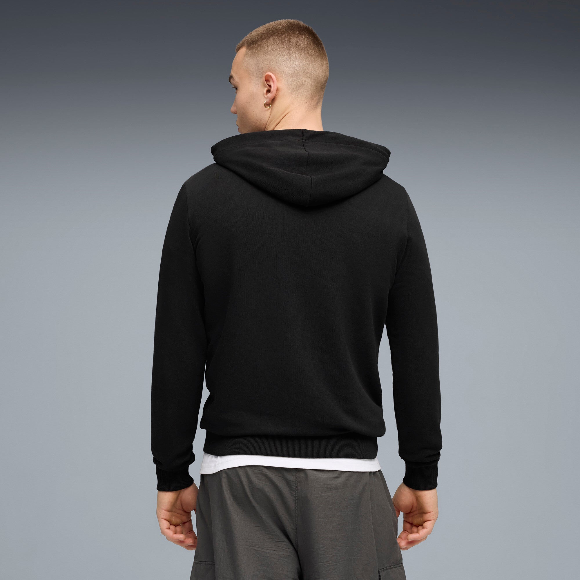 PUMA AC milan ftblculture hoodie men in black and white — model shot 2