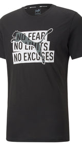 Puma training performance slogan cat tee in black - Front View