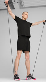 PUMA TAD ESSENTIALS heather cat tee men in black heather — model shot 3