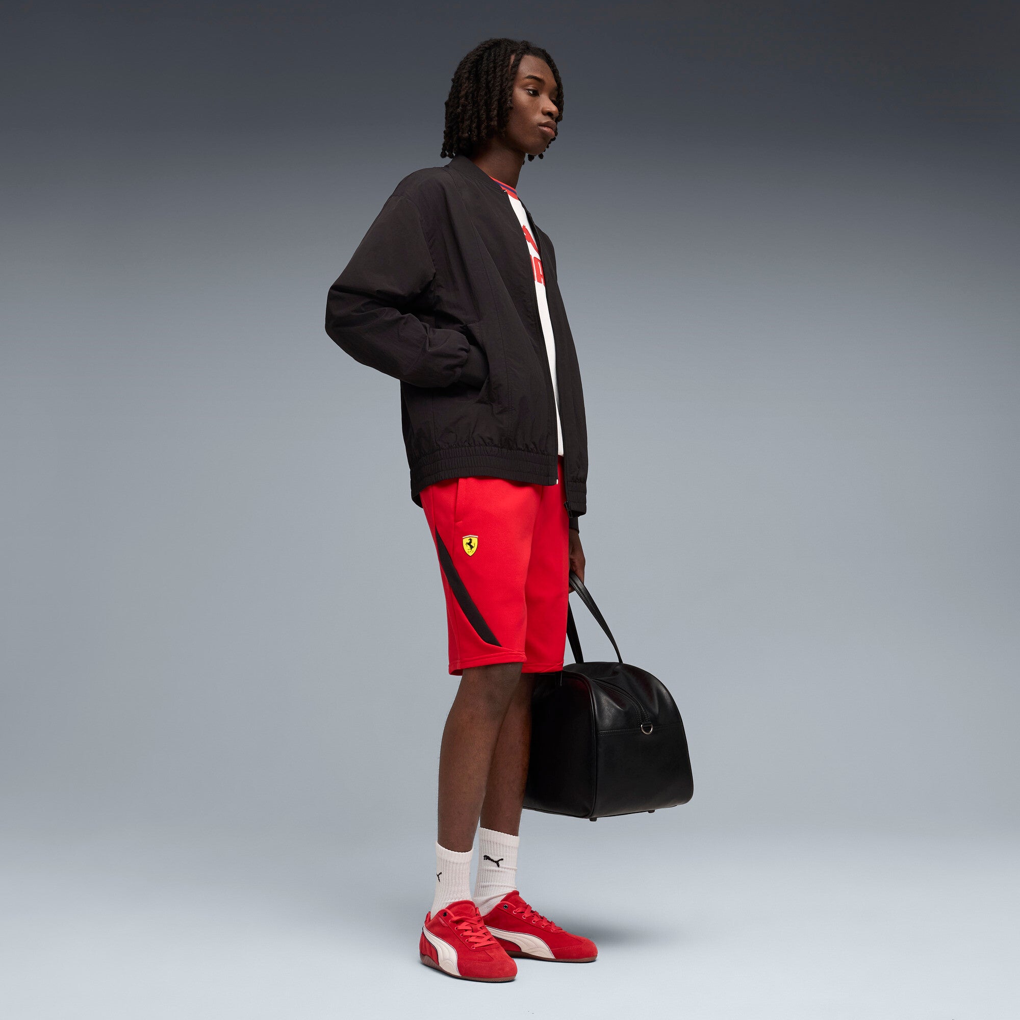 PUMA scuderia ferrari PM1 shorts men in rosso corsa — model shot 3