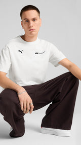 Puma F1® ESS+ relaxed graphic tee in white - Model Shot 03