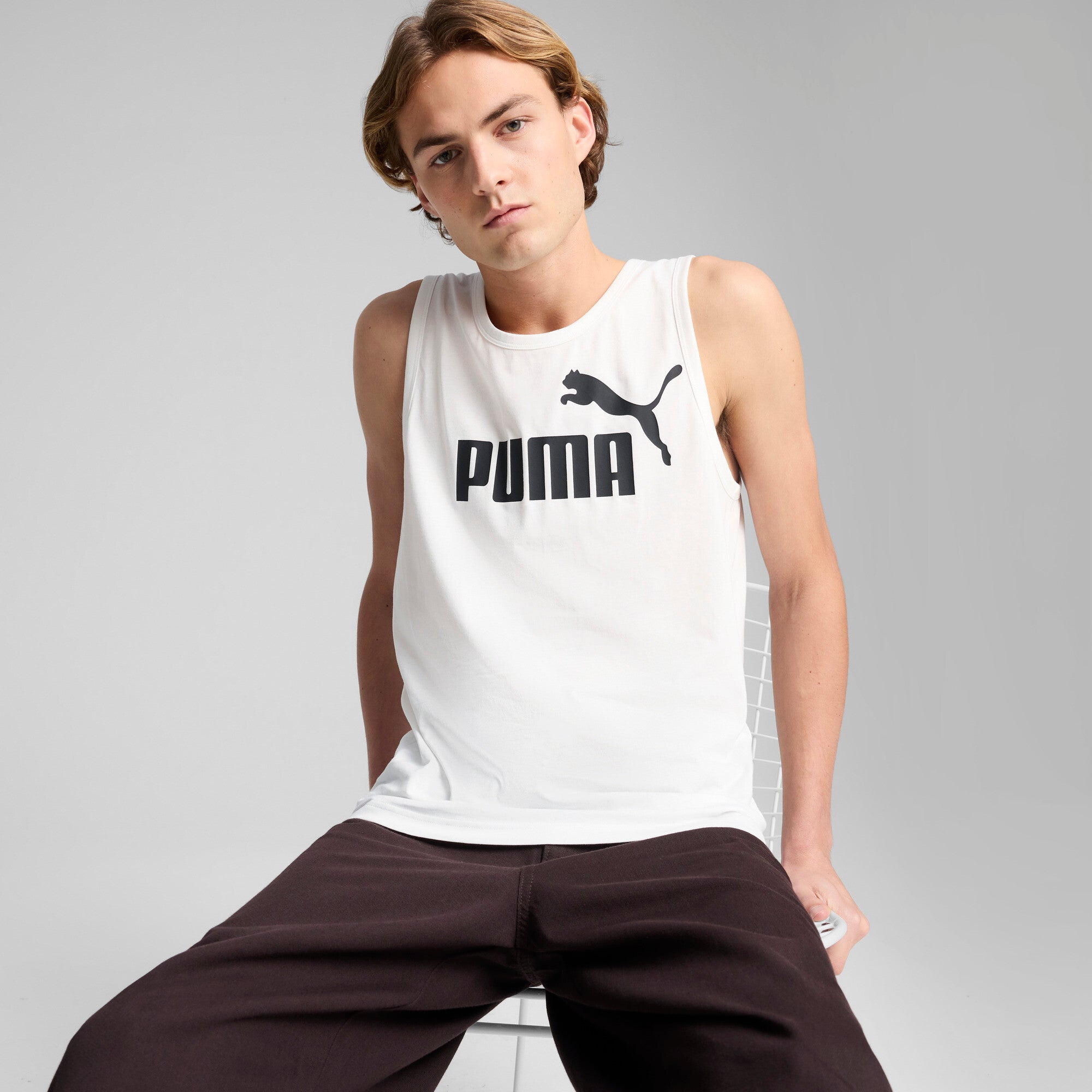 PUMA ESSENTIALS no. 1 logo tank - white