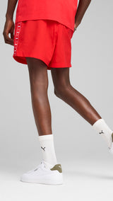 Puma essentials tape woven 5" shorts in for all time red - Model Shot 02