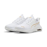 Puma X-cell nova FS running shoes in white and gold - Front View