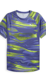 Puma VELOCITY all-over print running tee in blue crystal - Front View