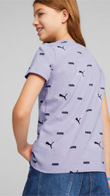 Puma essentials+ logo lab tee youth in purple - Model Shot 03