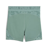 Puma lace high-waisted 5" short tights in green moon - Back View