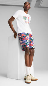 Puma sports legacy front graphic tee in white - Model Shot 03