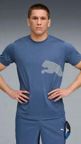 PUMA TRAIN ALL DAY big logo tee - dark indigo