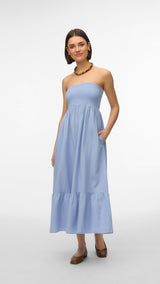 VERO MODA AWALISA bandeau ankle dress in brunnera blue - Image 1