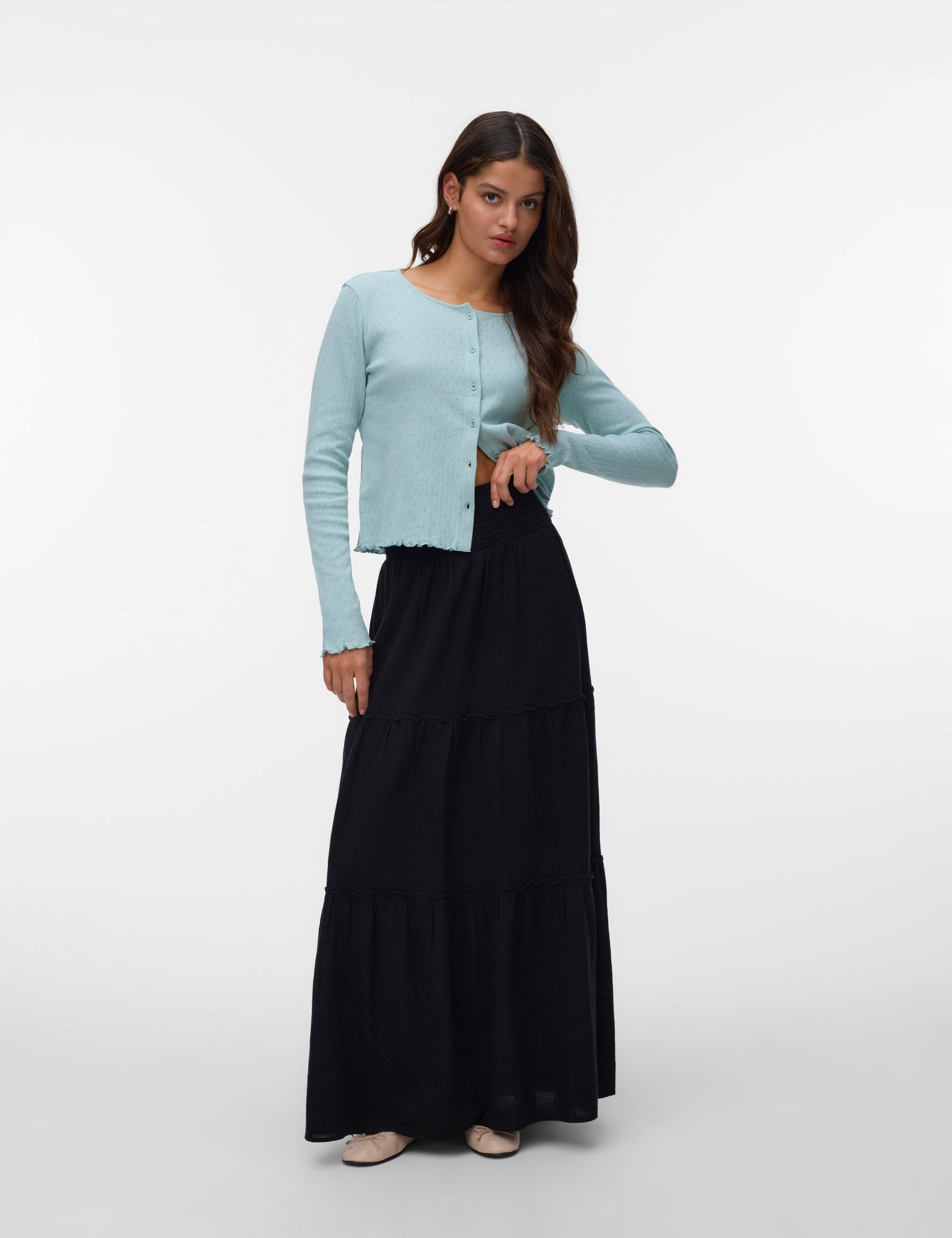 VERO MODA AWKEELEY long skirt in black - Image 1