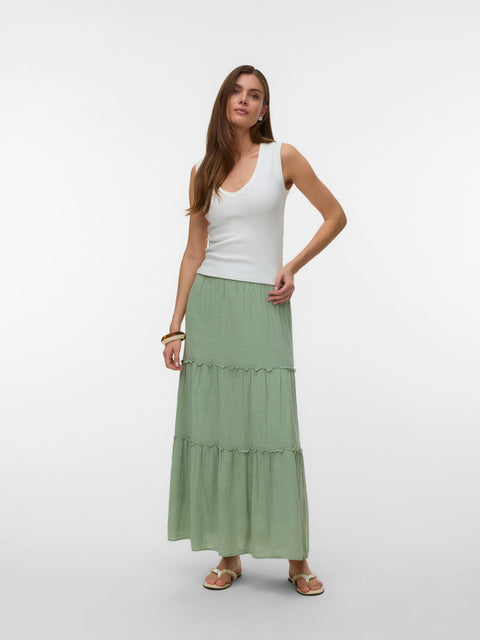 VERO MODA AWKEELEY long skirt in basil