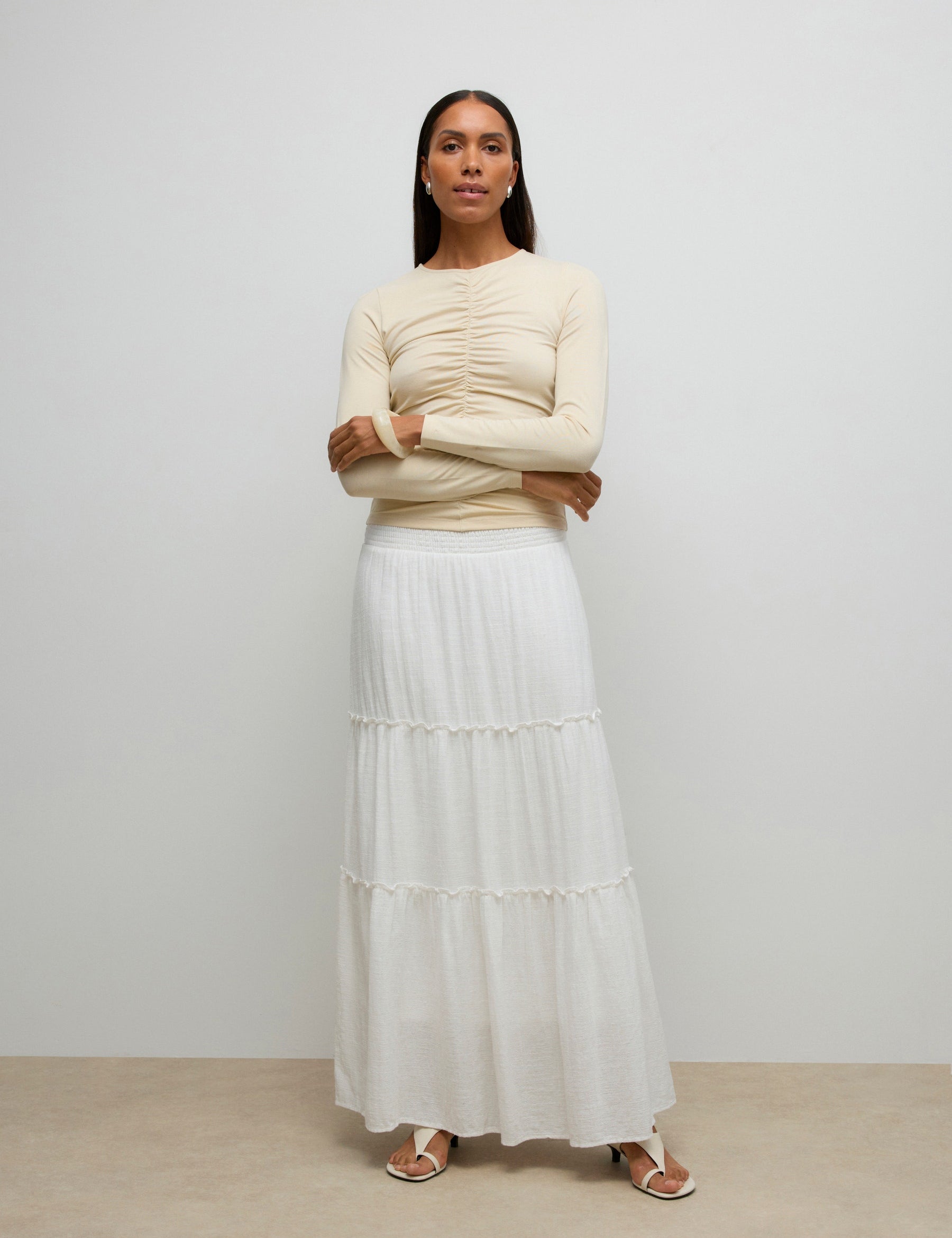 VERO MODA AWKEELEY long skirt in snow white - Image 1