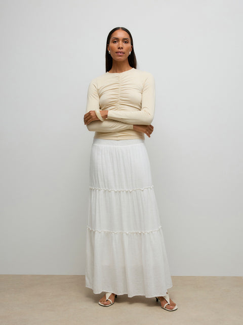 VERO MODA AWKEELEY long skirt in snow white