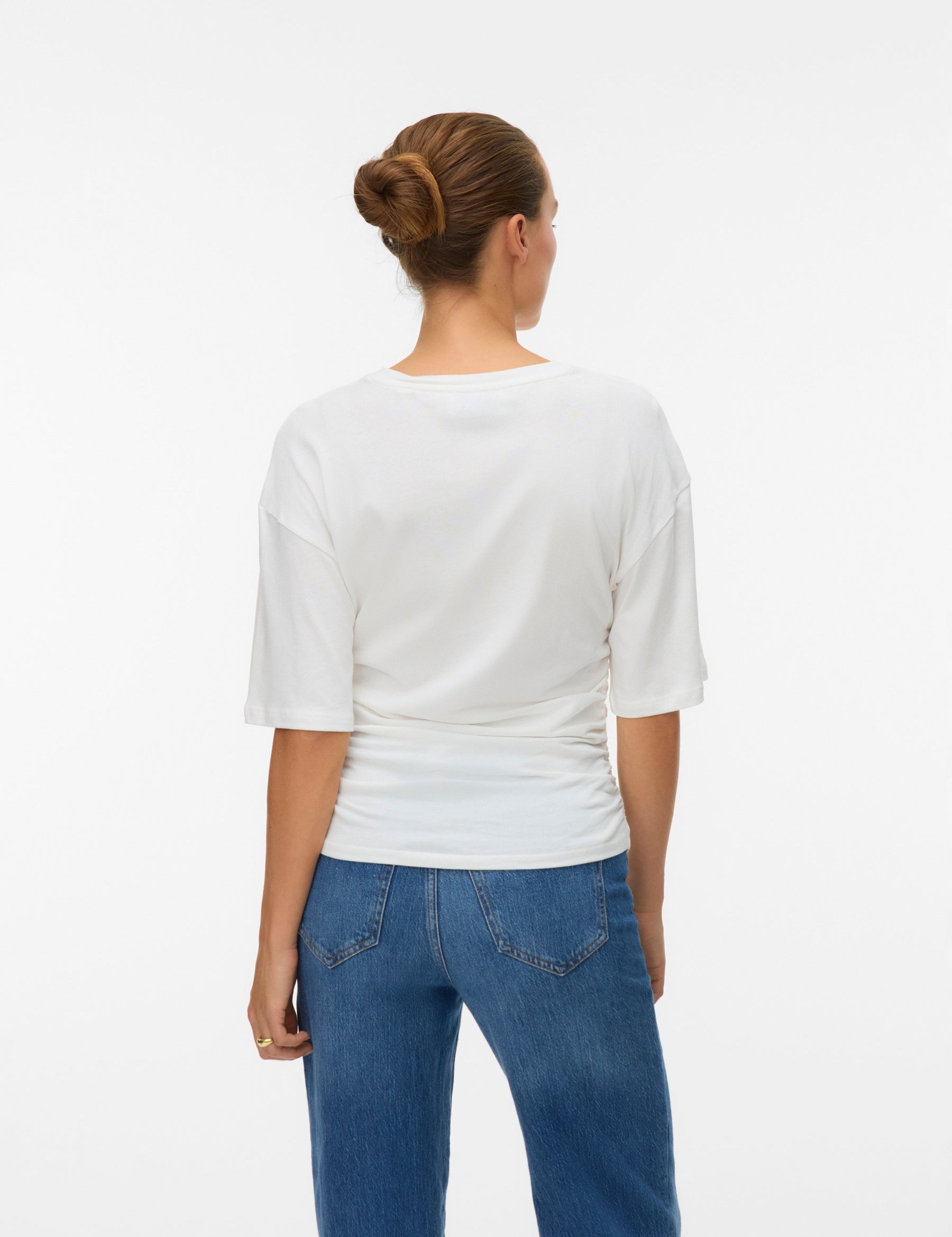 VERO MODA AWNAVARO 2/4 o-neck top in snow white - Image 2