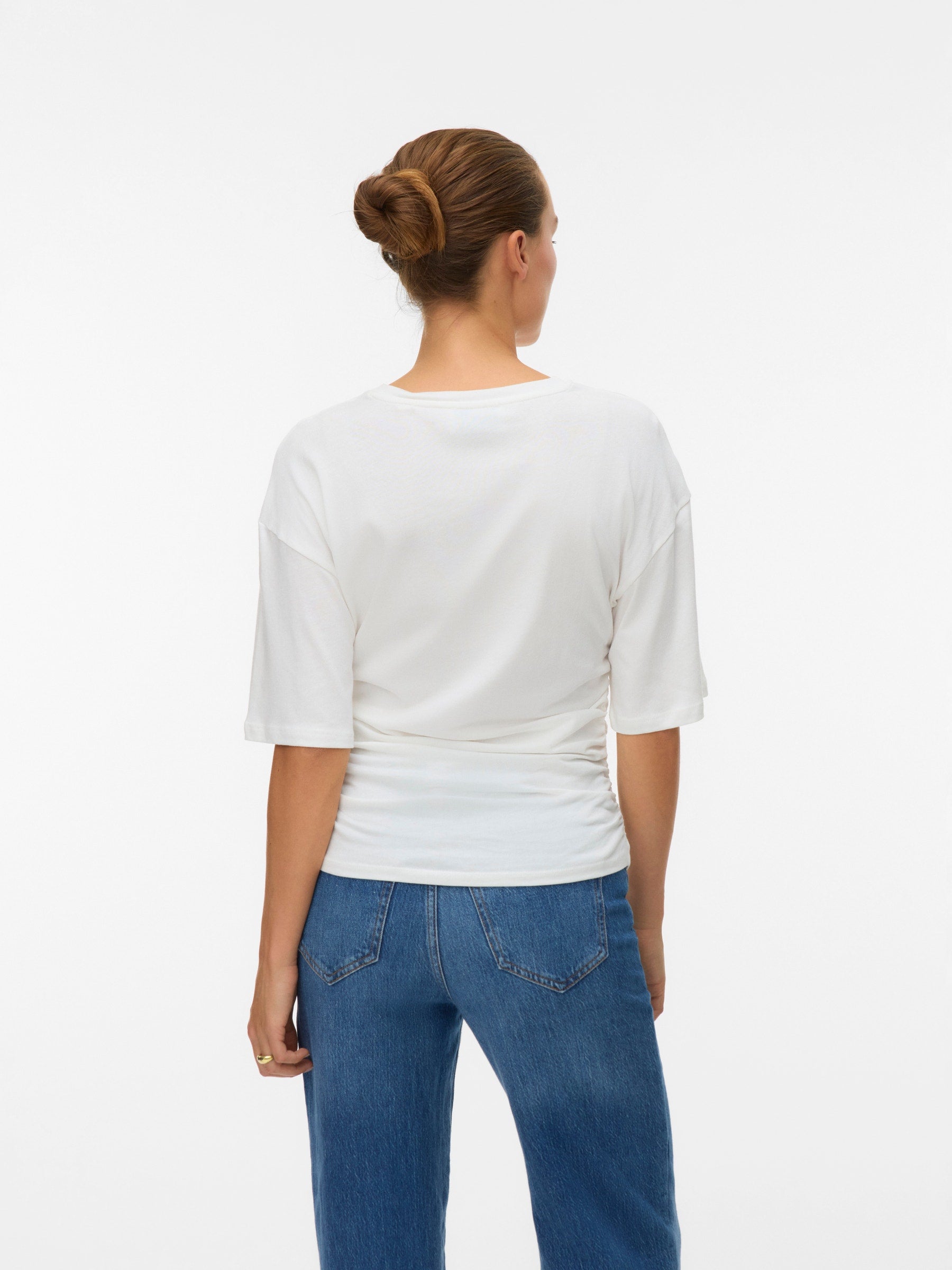 VERO MODA AWNAVARO 2/4 o-neck top in snow white - Image 2