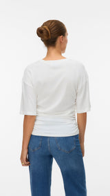VERO MODA AWNAVARO 2/4 o-neck top in snow white - Image 2