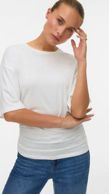 VERO MODA AWNAVARO 2/4 o-neck top in snow white - Image 4