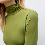 VERO MODA AWUDITA high neck ankle dress in calliste green - Image 5